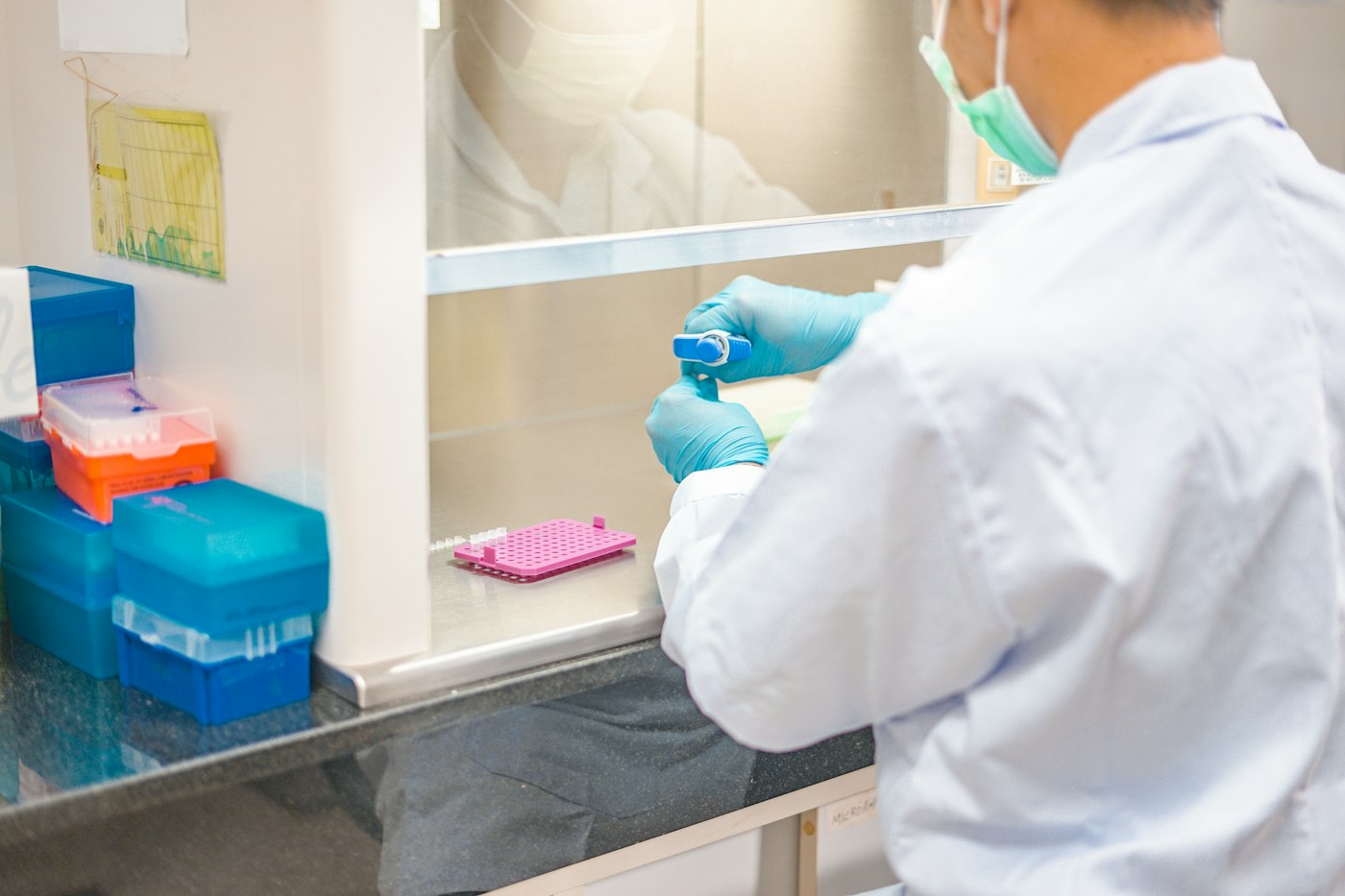 Scientist working at a laboratory bench